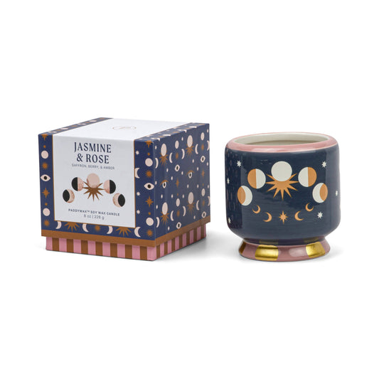 Paddywax Adopo Moon Phases Ceramic Candle - Jasmine & Rose