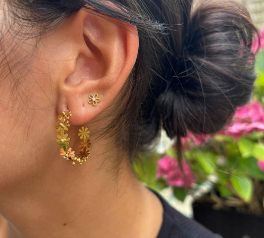 18ct Gold Plated Daisy Earrings 