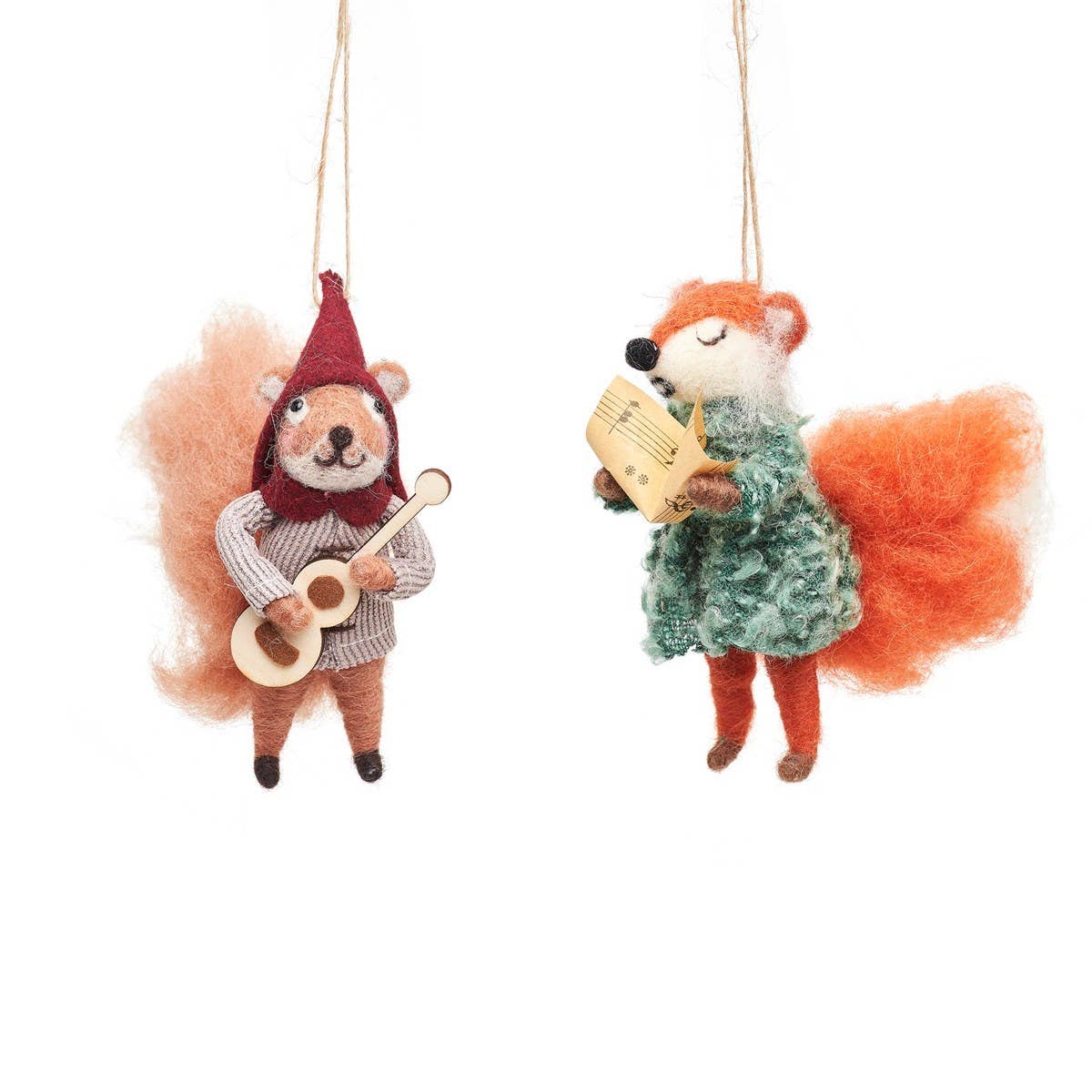 Carolling Squirrel Christmas Felt Decorations