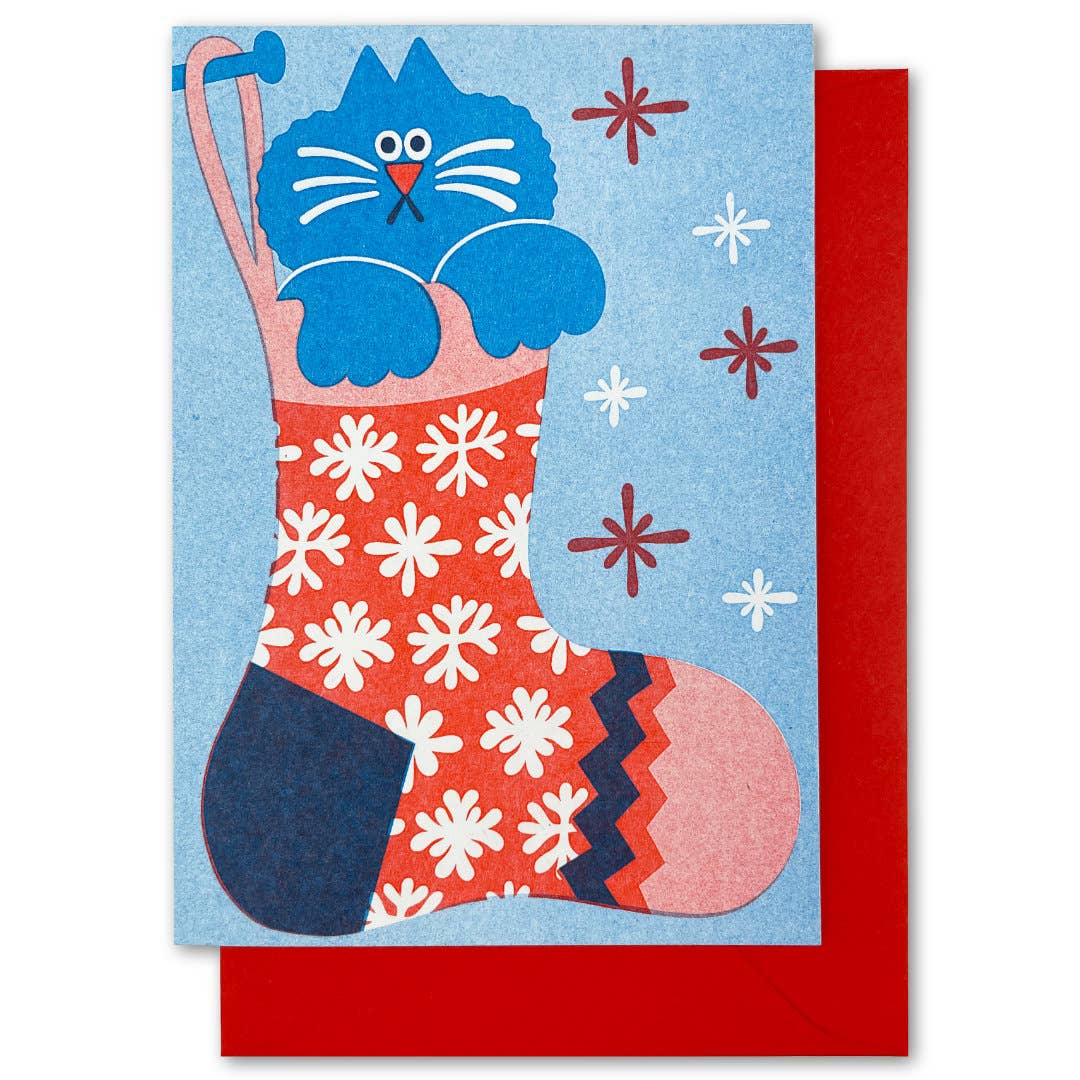 YUK FUN Christmas Cat Stocking Card