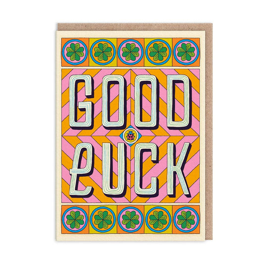 Good Luck Typographic Greeting Card