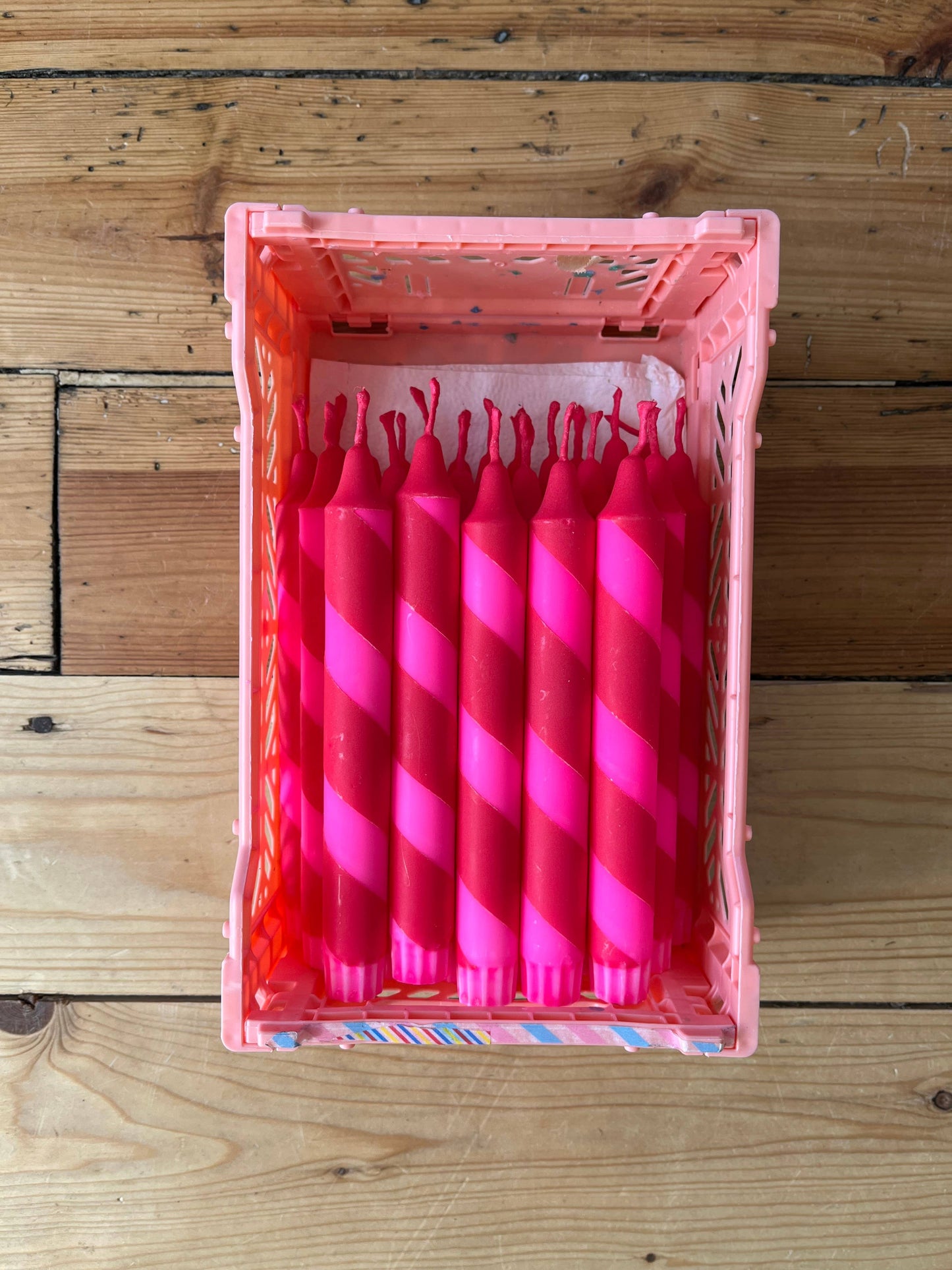 Neon pink & red Helter Skelter Candle 