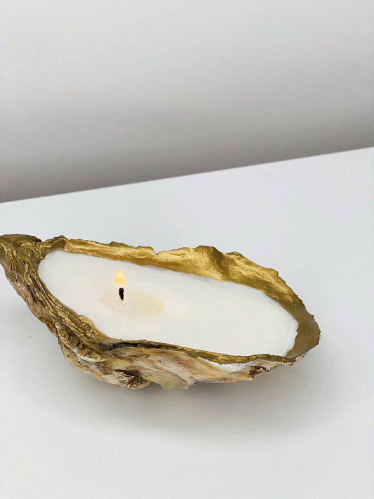 Gold dipped Oyster Shell Candle