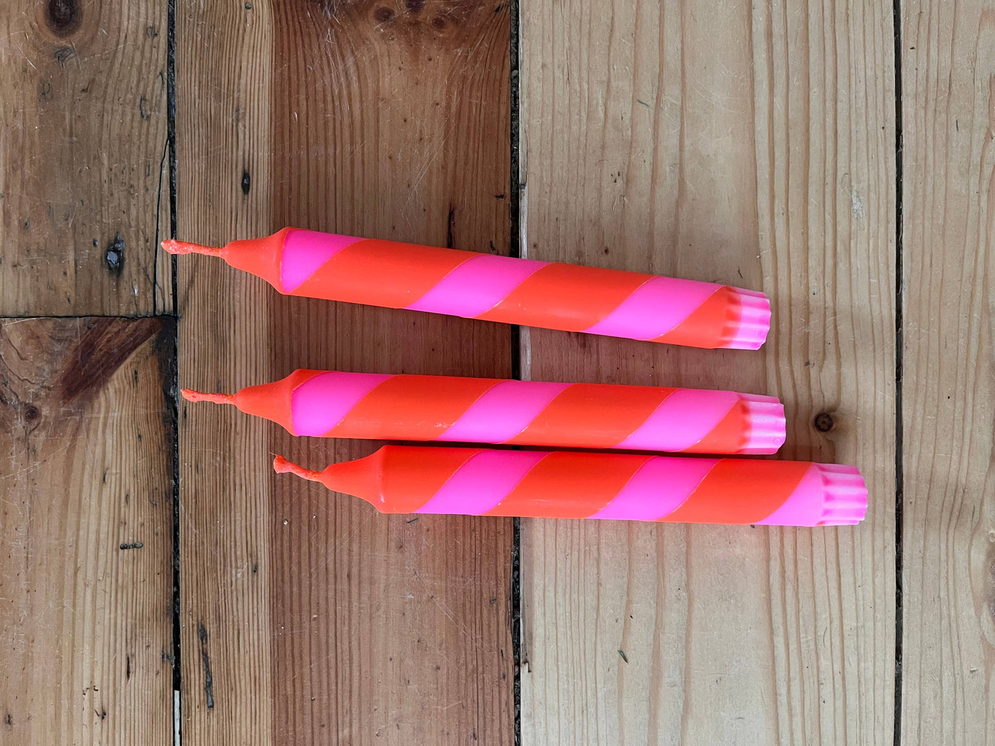 Neon Pink and Orange Halter Skelter candle