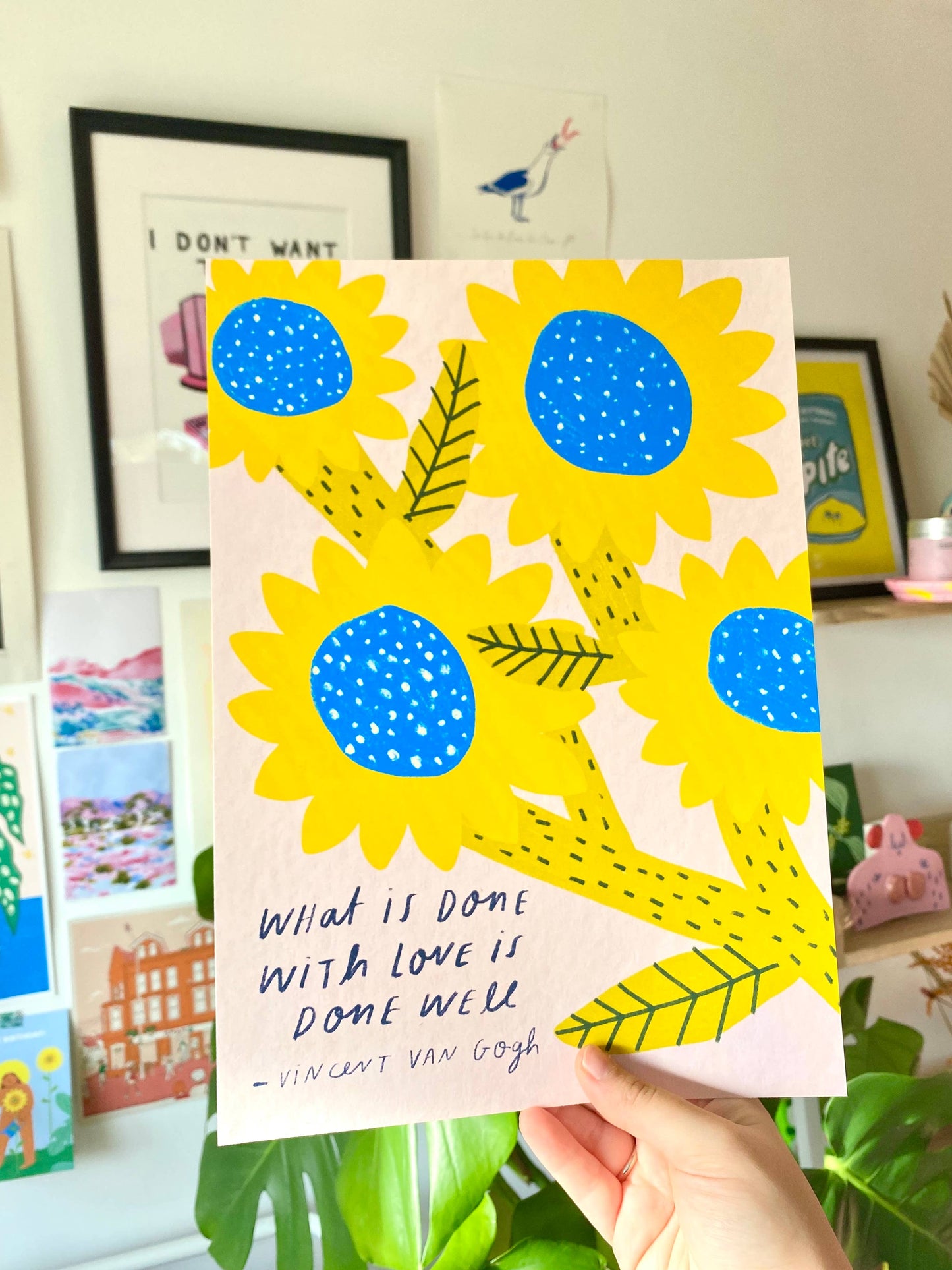 Van Gogh Sunflowers Positive Quote  Art Print: A3