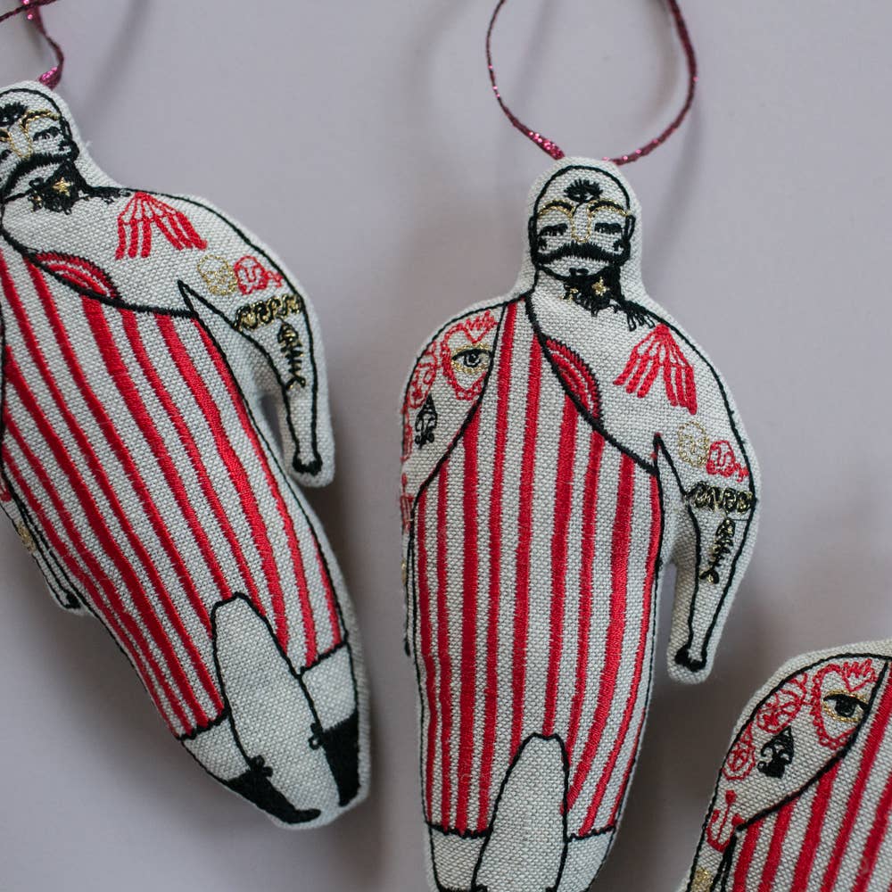 Tattooed Strong Man - Cotton-filled Ornament, Token