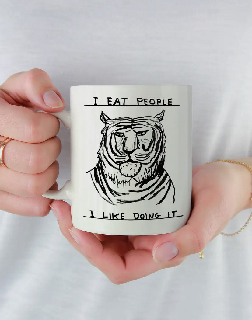 I Eat People Tiger - David Shrigley Mug