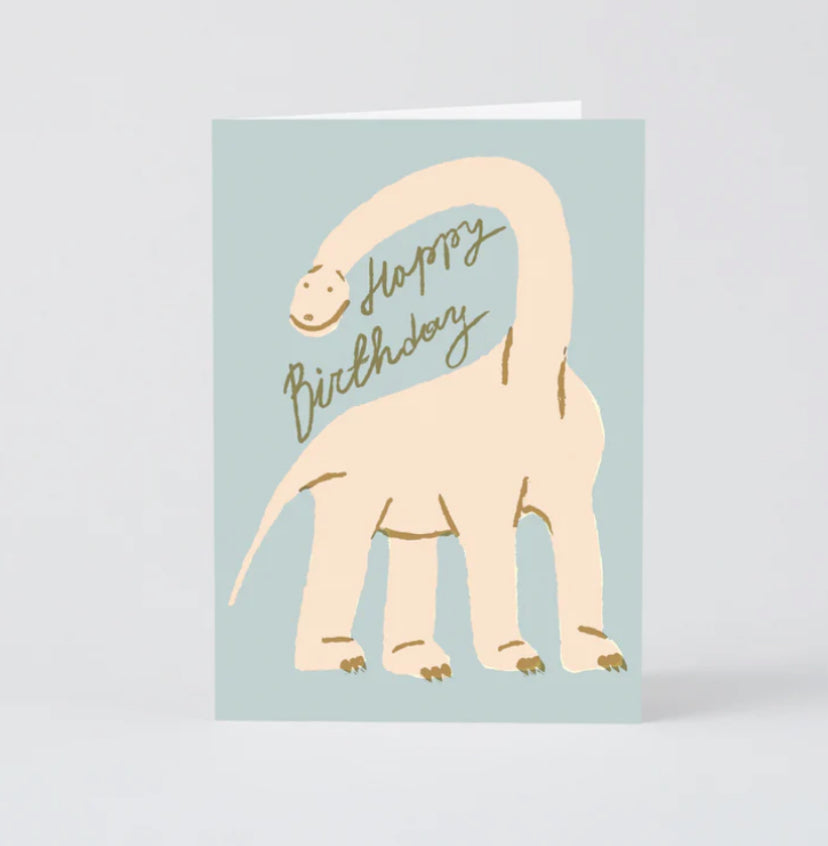 Blue Friendly Dinosaur Birthday Card