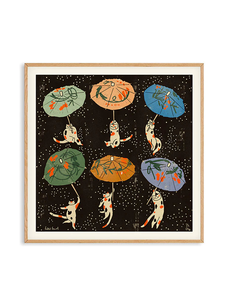 Cocktail Umbrella Cats XL Print