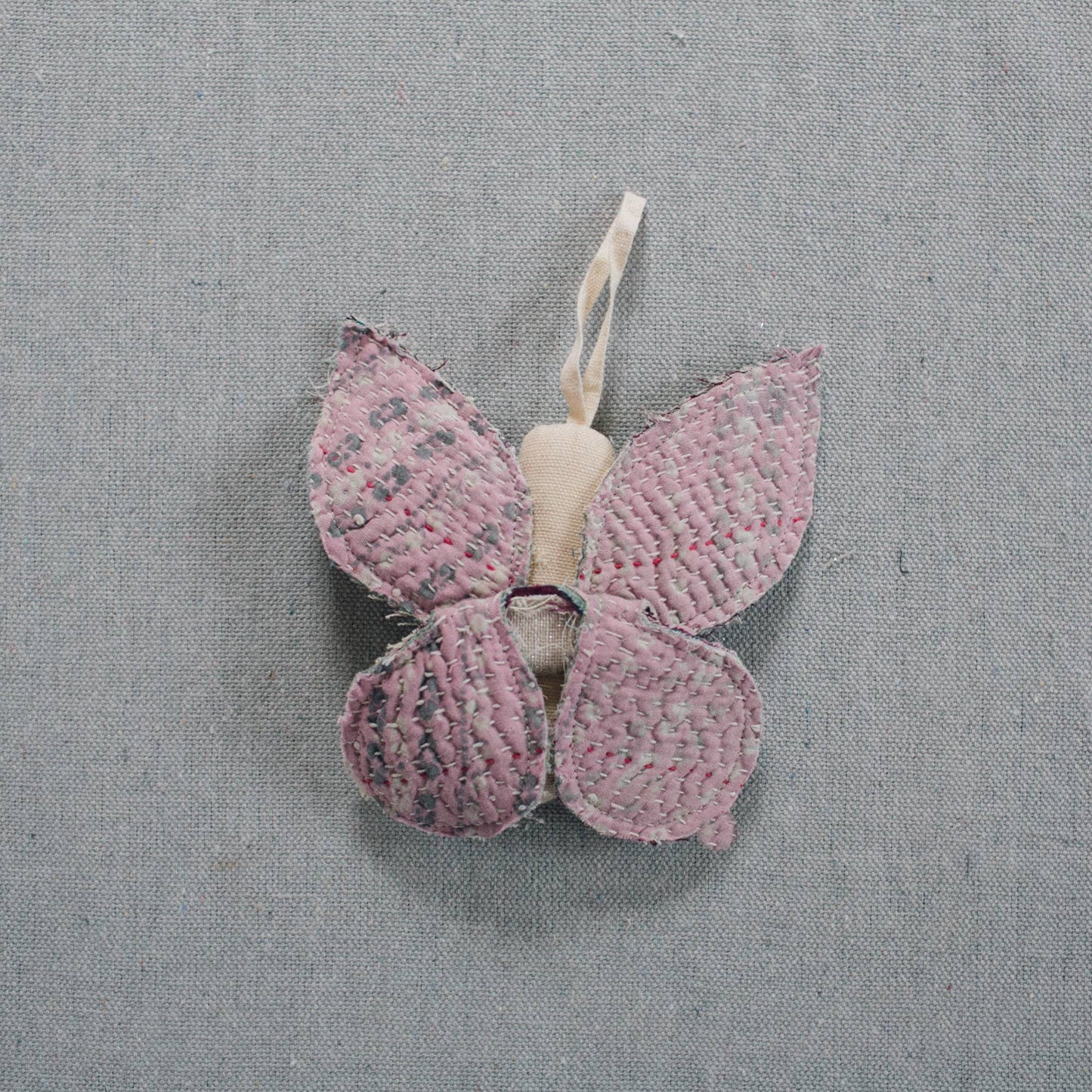 Sleepy Moth - Cotton Filled Ornament, Kantha Wings