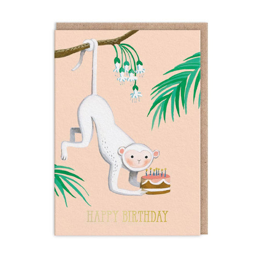 White Monkey Birthday Card