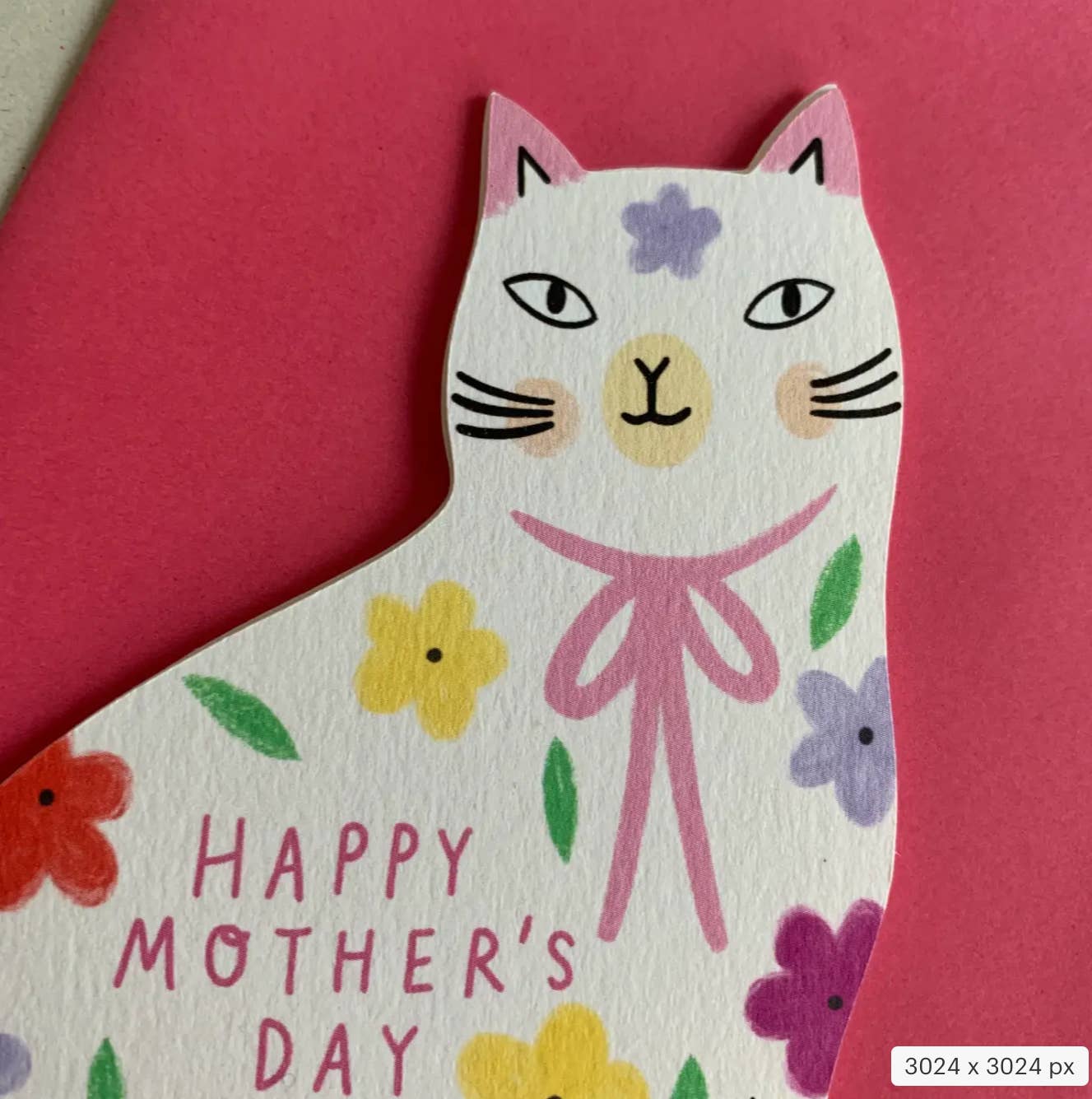 Sitting Kitty Floral Mother’s Day Cat Greeting Card : Mother’s Day Floral