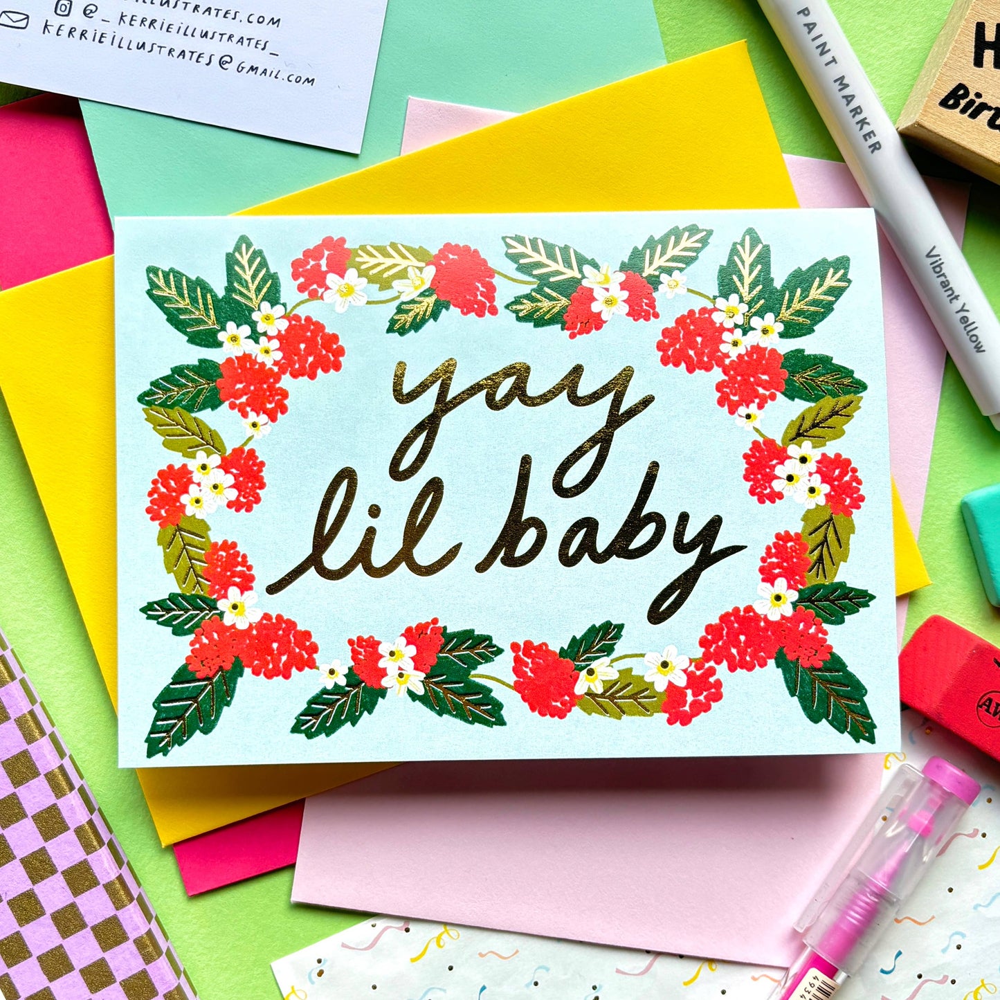 Yay Strawberry Baby Card