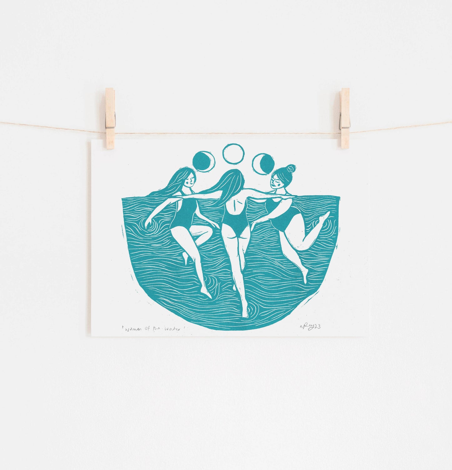 Women of the Water riso print, moon cycle, wild swim, friend