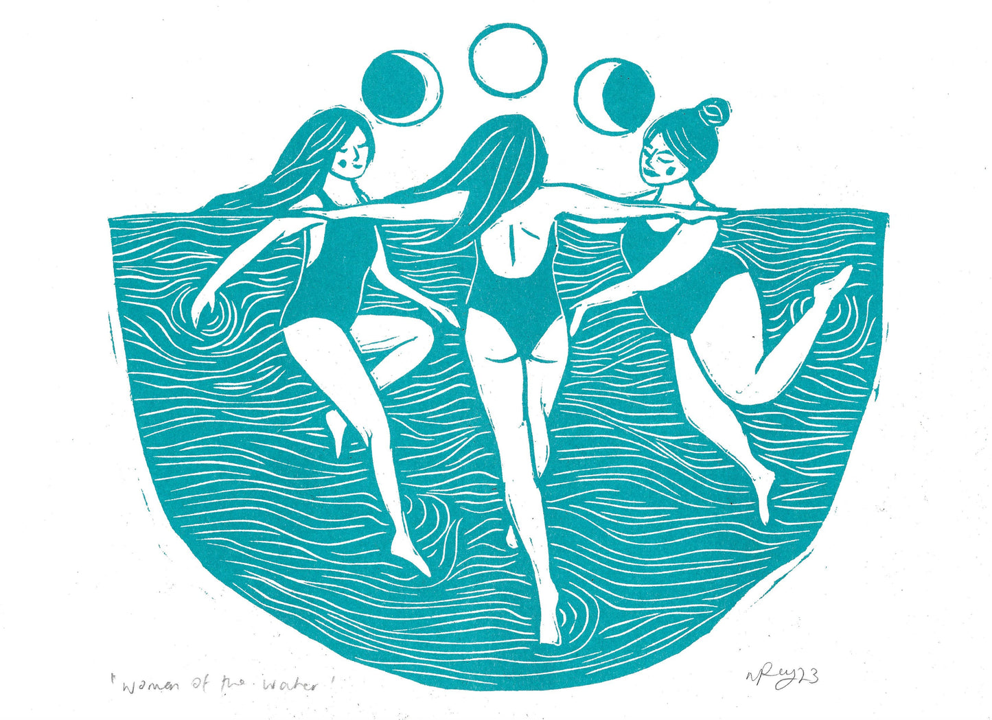 Women of the Water riso print, moon cycle, wild swim, friend