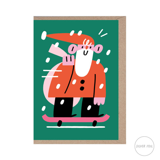 Skating Santa - Skateboard - Christmas Card