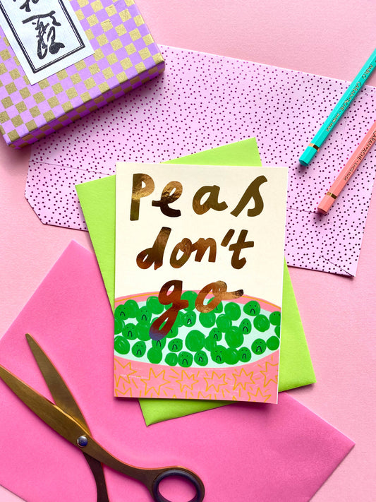 Peas Don’t Go Funny Leaving Greetings Card