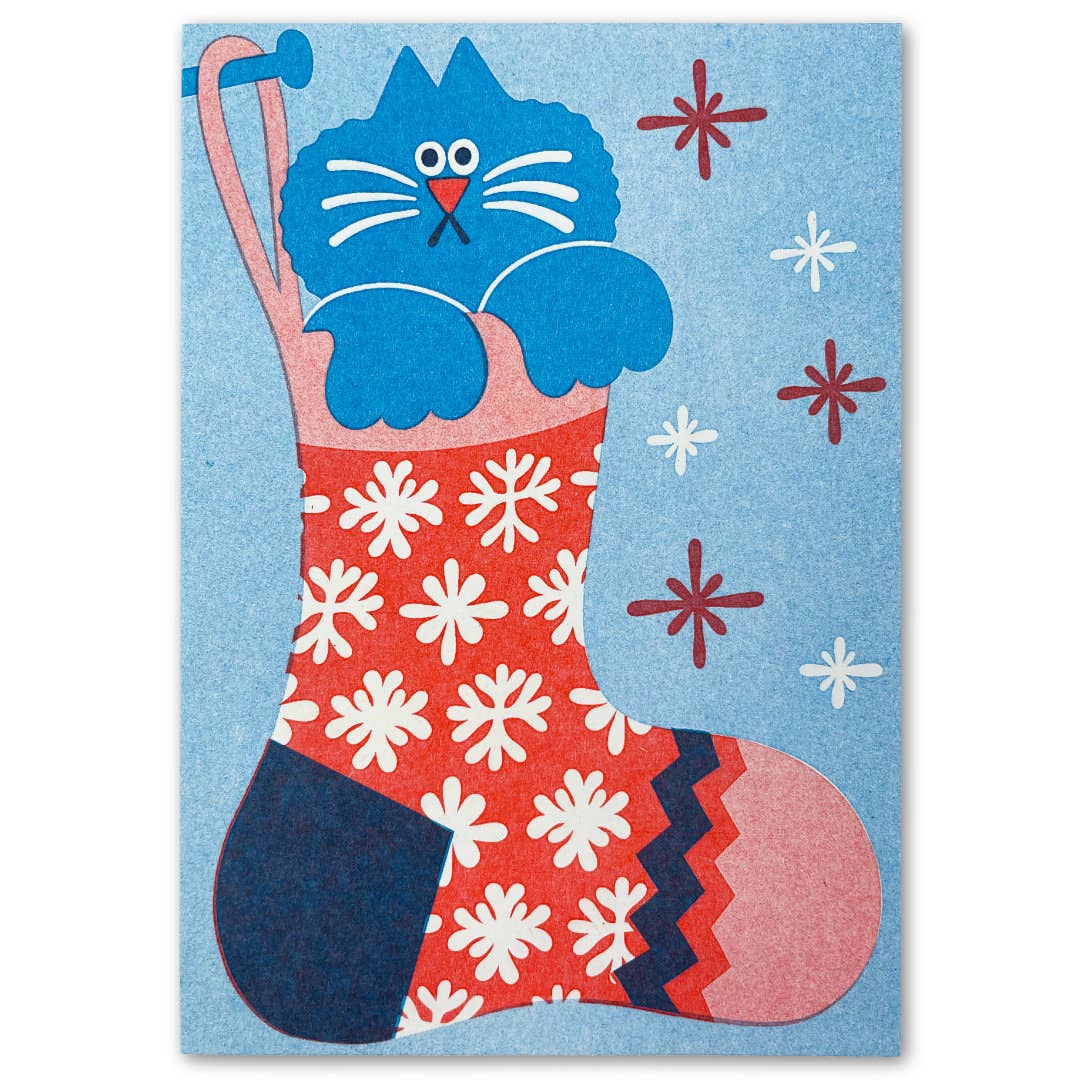 YUK FUN Christmas Cat Stocking Card