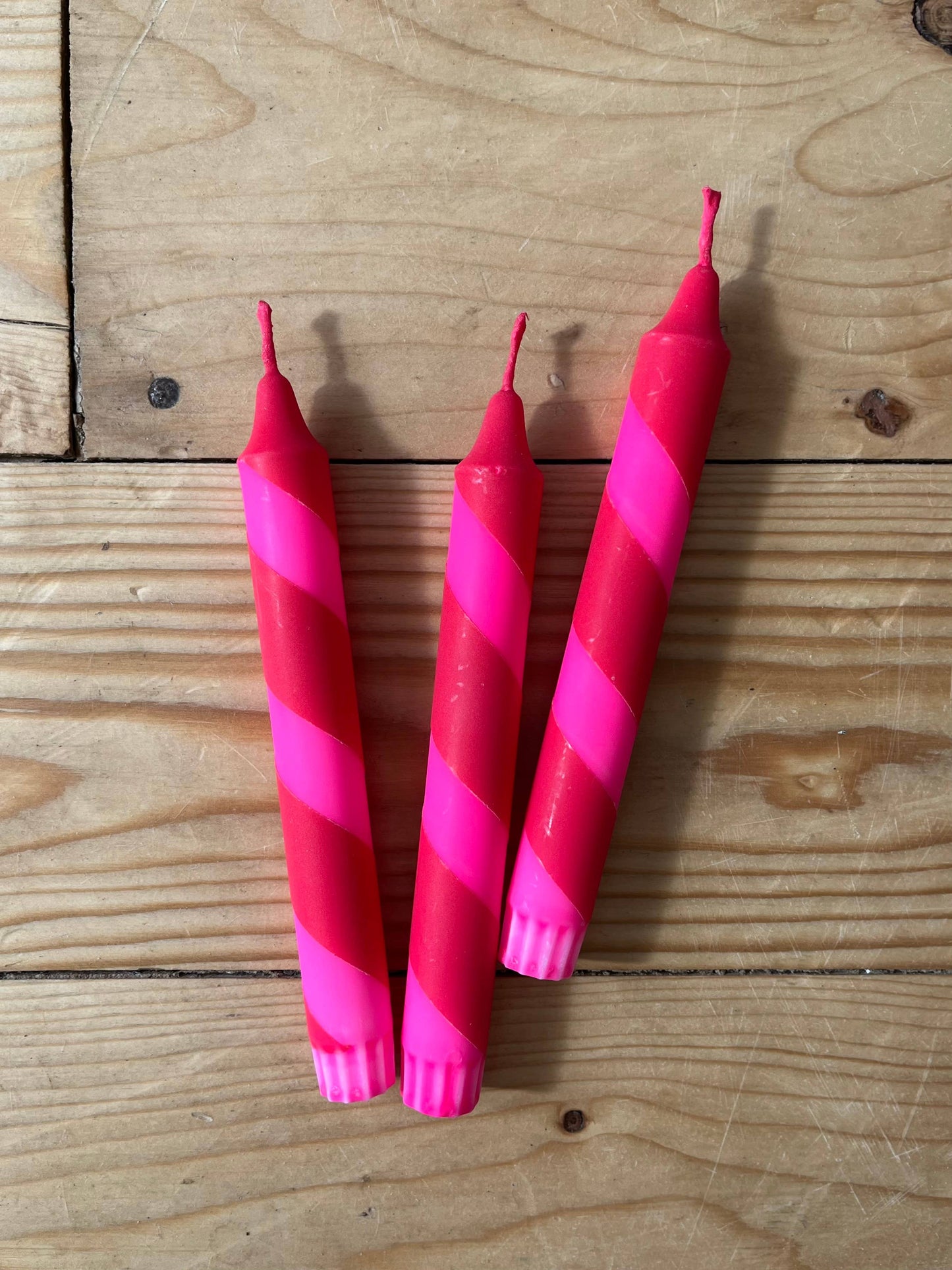 Neon pink & red Helter Skelter Candle 