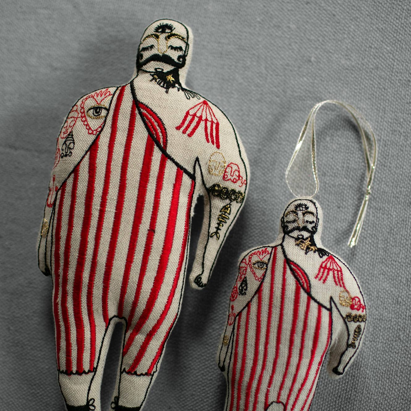 Tattooed Strong Man - Cotton-filled Ornament, Token