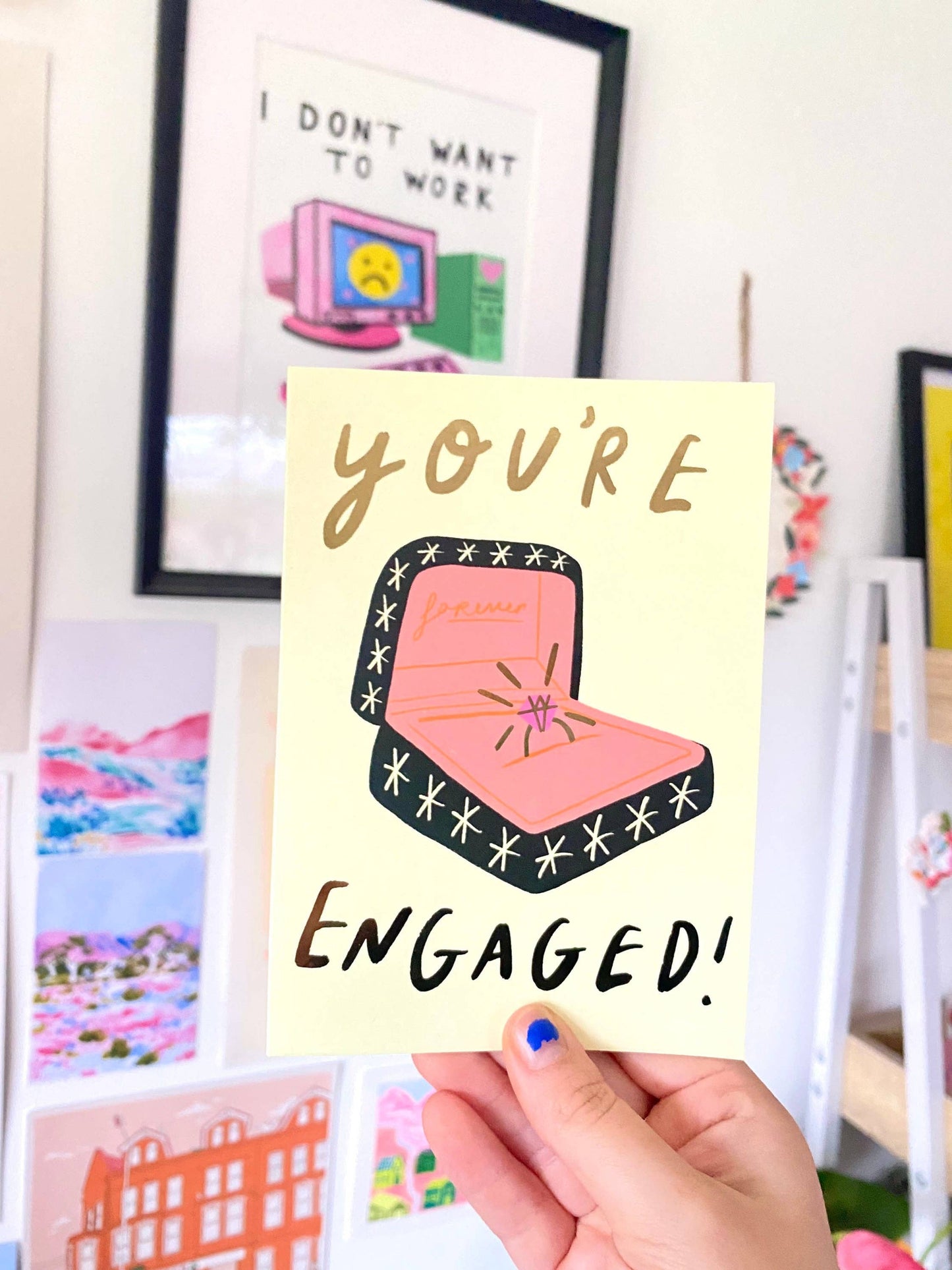 You're Engaged Congratulations Couple Gold Greetings Card