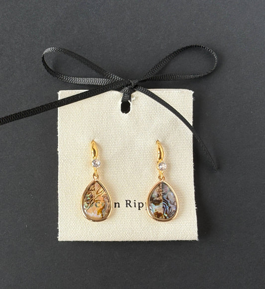 14ct Gold Plated Abalone Drop Earrings